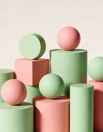 Abstract background with geometric shapes. Minimal style. 3d render.