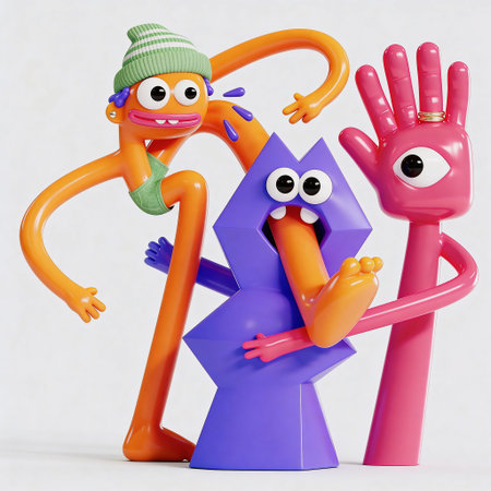 Funny cartoon monsters on a white background. 3d render.