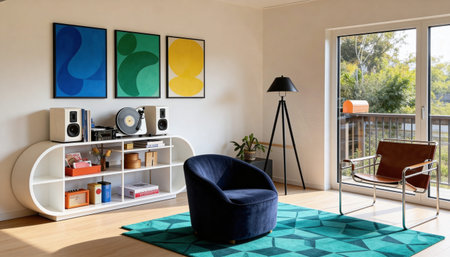 Interior of a modern apartment, living room with a large window