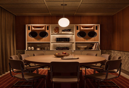 Interior of a modern kitchen and dining room. 3d render