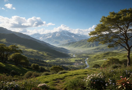 Beautiful view of the mountains and the river. Caucasus, Russia