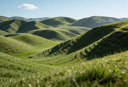 Beautiful green hills and blue sky