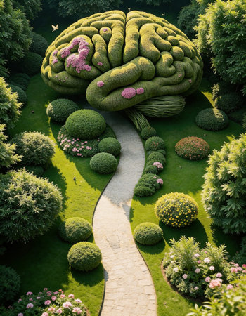 Luxury garden design in the form of a human brain.の写真素材