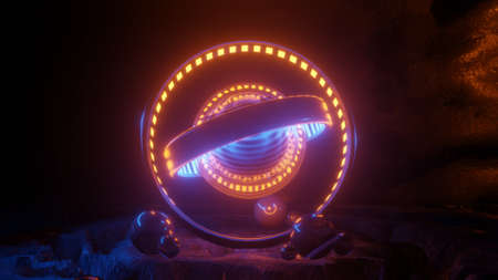 futuristic glass sphere with bright light 3d rendering illustration