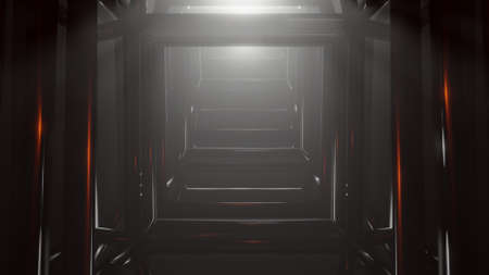 dark and foggy tunnel background illustration 3d render