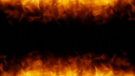 fire flames frame on black background 3d rendering illustrationの写真素材
