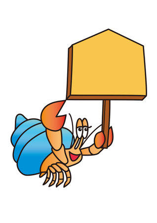 Hermit crab with a notice boardのイラスト素材