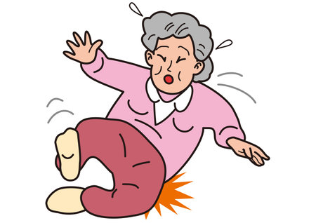 An elderly woman who falls and hits her buttocksのイラスト素材
