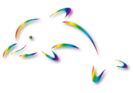 A dolphin designed in rainbow colors to jumpのイラスト素材