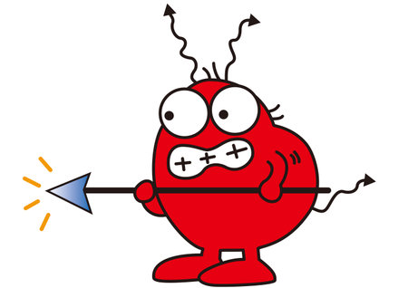 A characterized fungus that holds a spear and hurts humansのイラスト素材