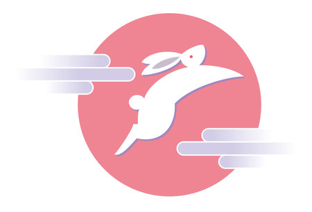 Japanese legend that rabbits can be seen on the surface of the full moonのイラスト素材