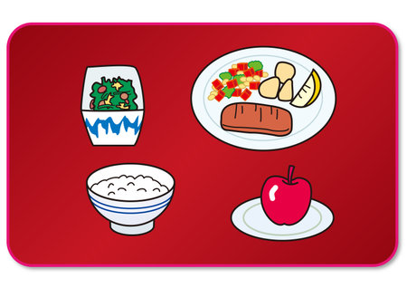 Western-style menu with steak as the main dishのイラスト素材