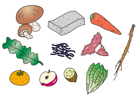 Foods that are high in fiber and considered healthyのイラスト素材