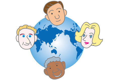 A world where people of various races and nations live peacefullyのイラスト素材