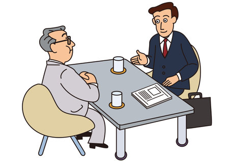 Businessman visiting company and negotiating businessのイラスト素材