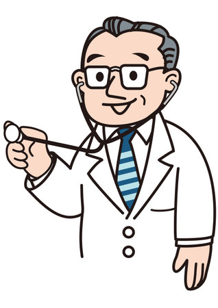 Male doctor holding a stethoscope and diagnosingのイラスト素材