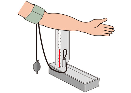 Measuring blood pressure using a blood pressure meterのイラスト素材