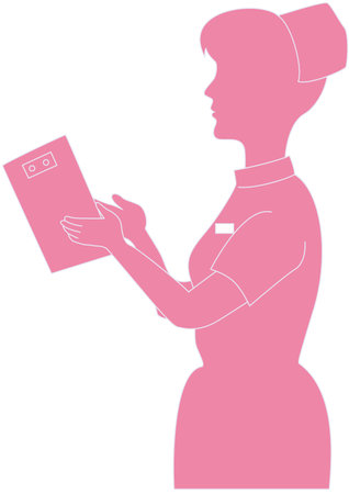 Sideways silhouette of a female nurseのイラスト素材