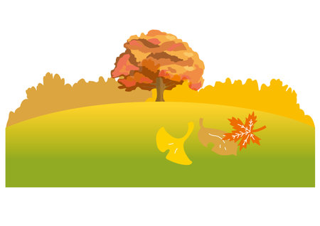 A grove of autumn leaves and fallen foliage.のイラスト素材