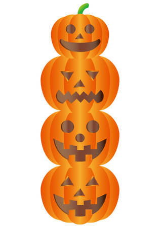 Pumpkin lanterns with various expressions for Halloweenのイラスト素材