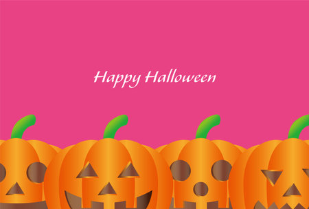 Halloween postcards featuring lanterns with various expressionsのイラスト素材