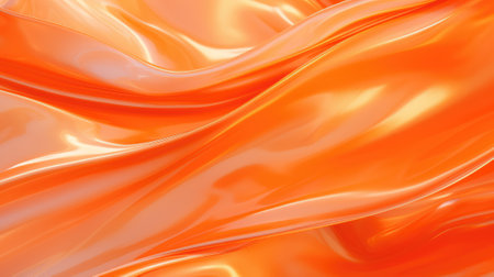Abstract background of orange silk or satin texture with some smooth lines in it. Shiny and glossy orange background.の素材