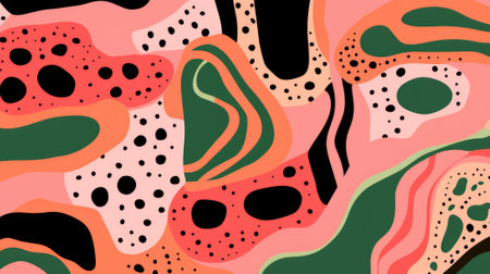 Pattern with hand drawn abstract shapes. Abstract pattern with spots, dots. Vintage colors.の素材