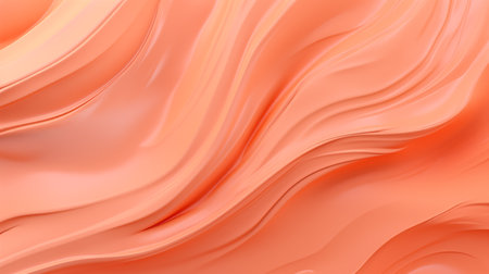 Abstract background with smooth wavy lines in peach fuzz colors.の素材