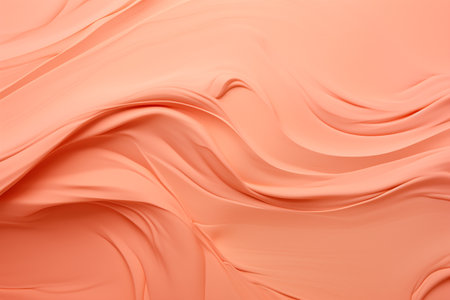 Abstract background with smooth wavy lines in peach fuzz colors.の素材