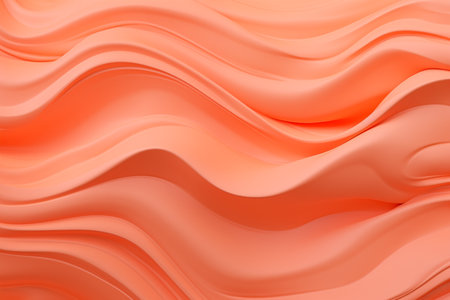 Abstract background with smooth wavy lines in peach fuzz colors.の素材