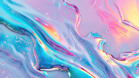 Colorful abstract background of oil and water. Oil bubbles in water. Holographic background.の素材