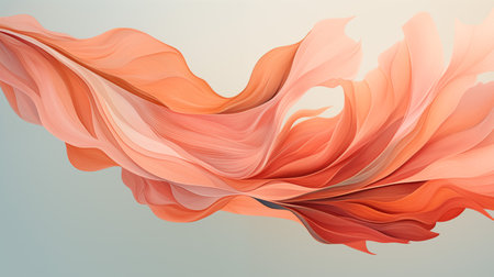 Abstract background of orange wavy fabric. 3d rendering, 3d illustration.の素材
