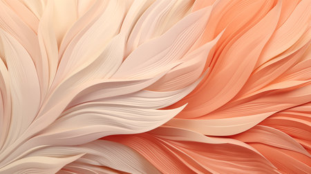 Abstract background with leaves peach fuzz colors. Abstract wavy banner. 3d rendering.の素材