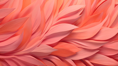 Abstract background with leaves pink and peach fuzz colors. Abstract wavy banner. 3d rendering.の素材
