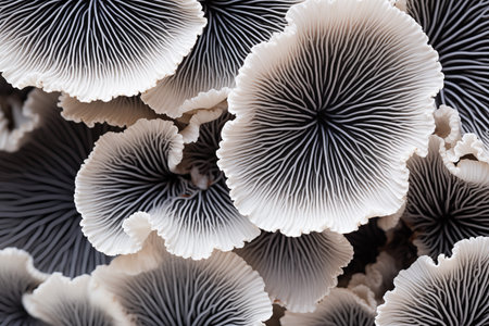 Close up of edible mushrooms - Pleurotus ostreatusの素材
