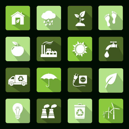 Ecology vector flat icons setのイラスト素材