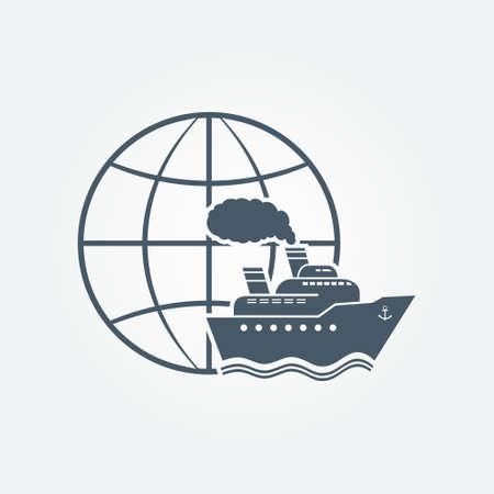 Globe and ship travel iconのイラスト素材