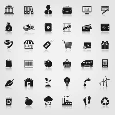 Banking, shopping and ecology icon setのイラスト素材