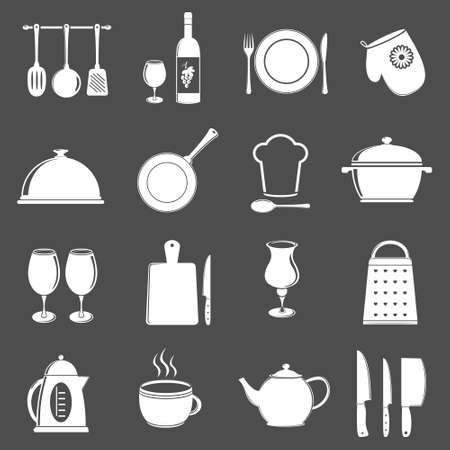 Kitchen utensil iconsのイラスト素材