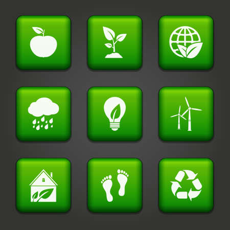Green Environmental Buttonsのイラスト素材
