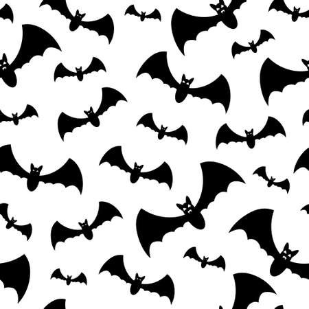 Seamless pattern with black bats on white backgroundのイラスト素材