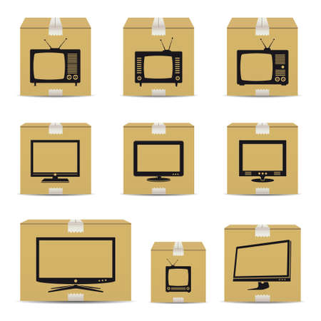 TV cardboard boxesのイラスト素材