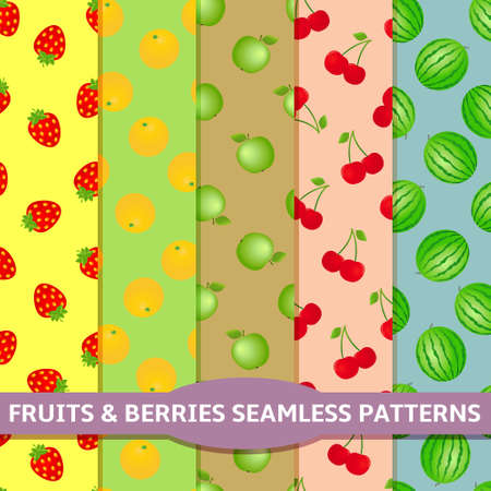 Fruits and berries seamless patternsのイラスト素材