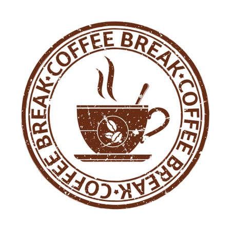 Coffee break grunge stampのイラスト素材