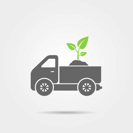 Truck with soil and sprout iconのイラスト素材