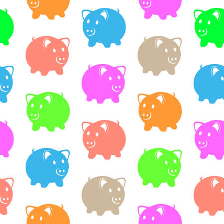 Seamless pattern with colorful pigsのイラスト素材