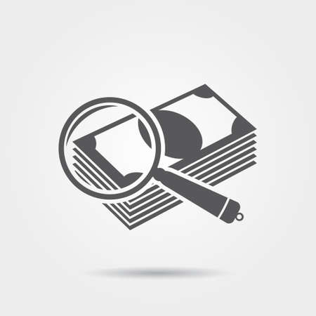 Money under a magnifying glass - vector iconのイラスト素材