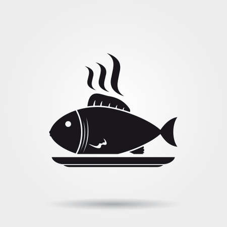 Fish on plate iconのイラスト素材