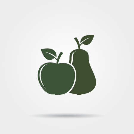 Apple and pear vector iconsのイラスト素材
