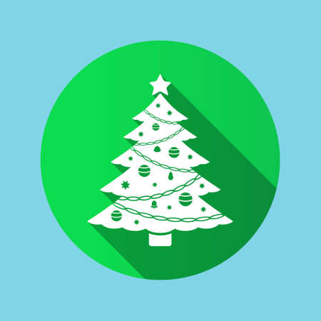 Christmas tree icon with long shadowのイラスト素材